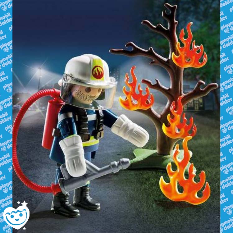 Playmobil 9093 Brandweerman Met Brandende Boom