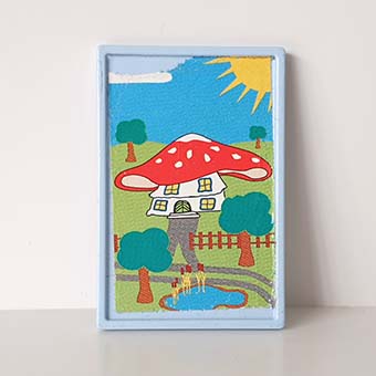 Playmobil Schilderij Paddenstoelhuis - Blauw Lijst