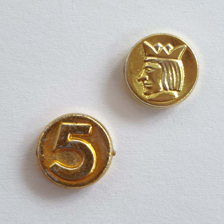 Playmobil Geld Munten Brons, Goud, Koper, Zilver en Goudklompen – Goud waarde 5 – per 2 stuks