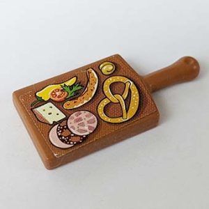 Schotel, houten, vierkant met handvat, lichtbruin