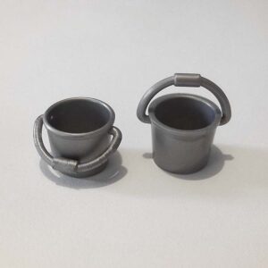 Set van 2 vintage noordelijke gunmetal grijze emmers