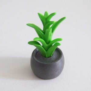 Groene plant in grijze pot