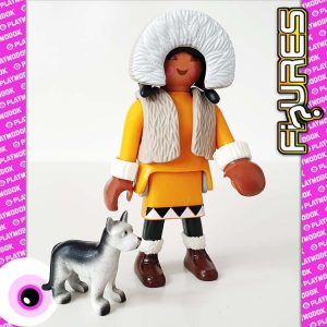 Playmobil Figures Serie 22 Eskimo met Witte Baby Wolf