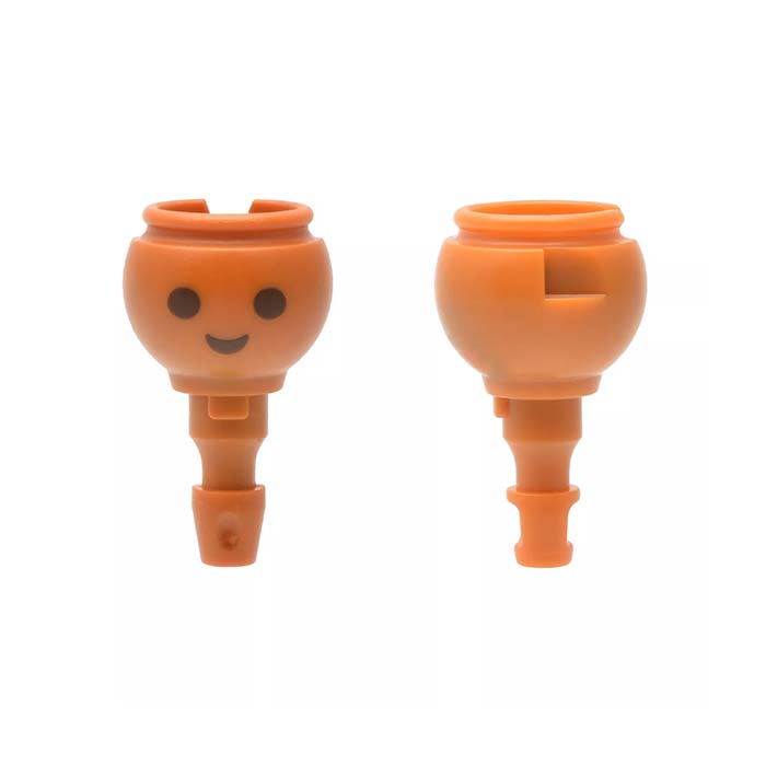 Hoofd oranje met lachend gezicht