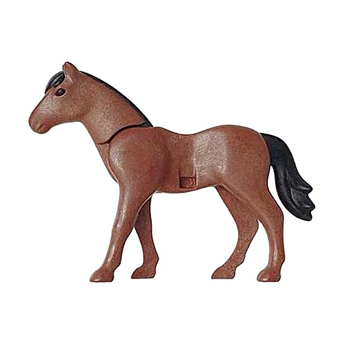 Playmobil Paard (nieuwe stijl), linkervoet naar voren (donkerbruinrood)