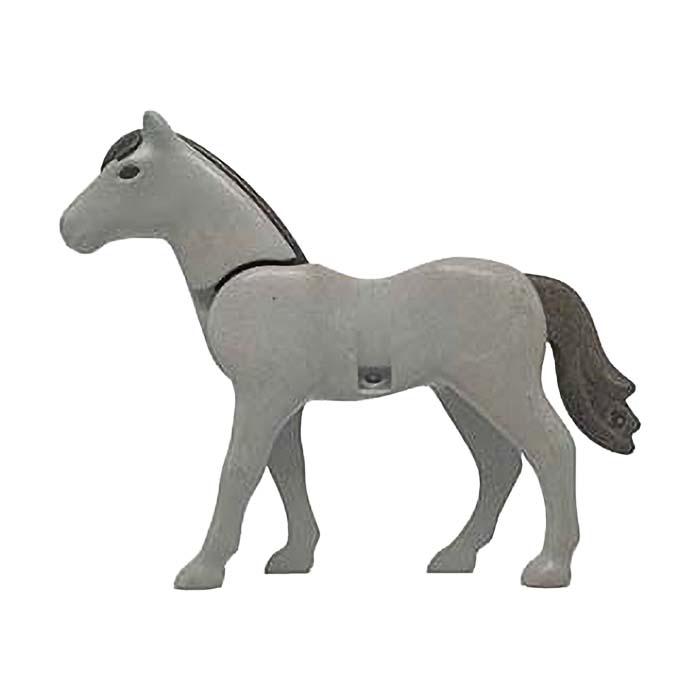 Playmobil Paard (nieuwe stijl), linkervoet naar voren (grijs)