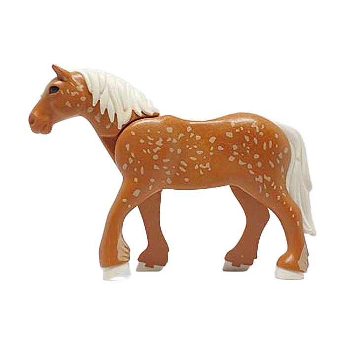 Playmobil Paard, trek (Clydesdale), grote hoeven (donkergeel/wit)