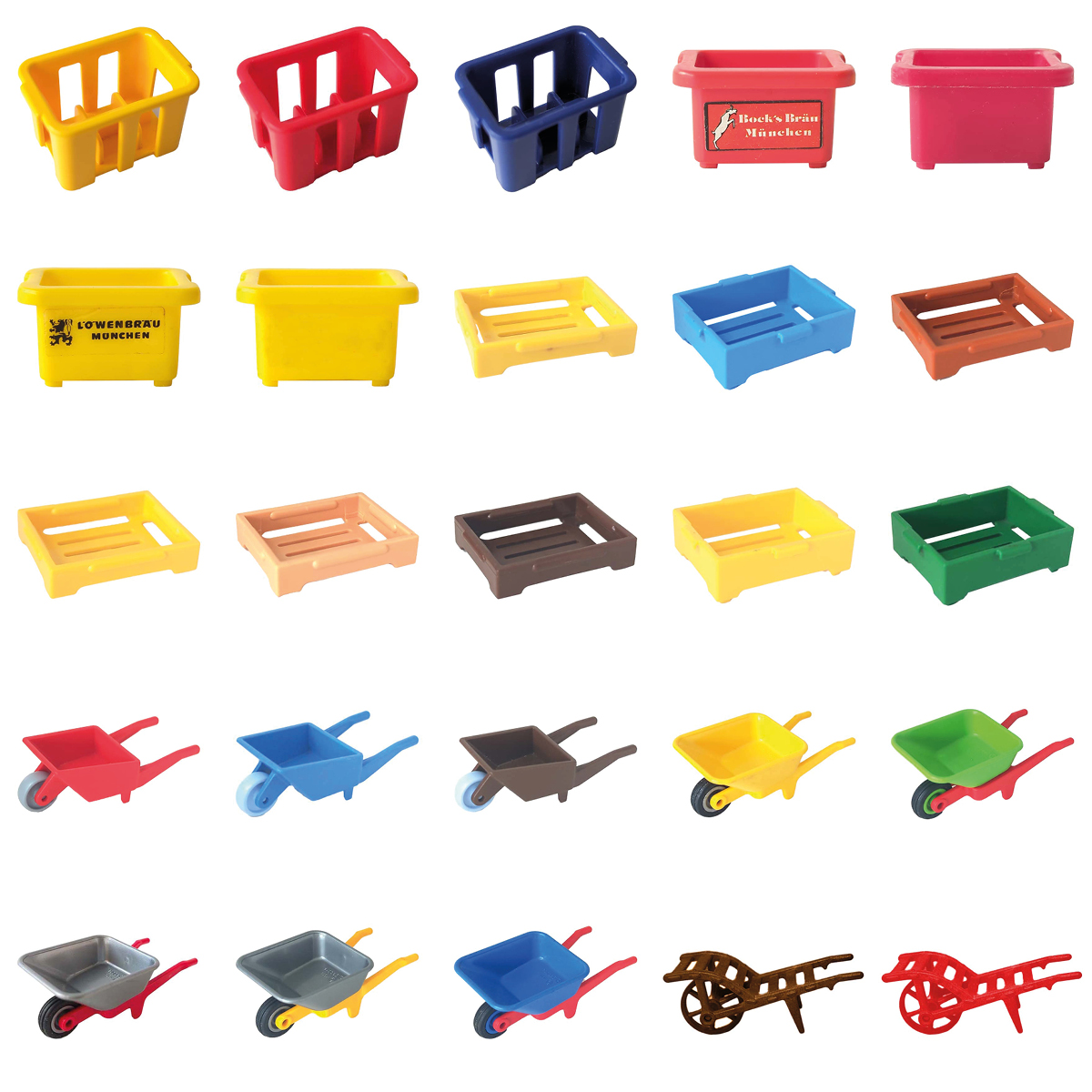 Playmobil Flessenkrat, Voorraadbak, Houten Kist, Kruiwagen