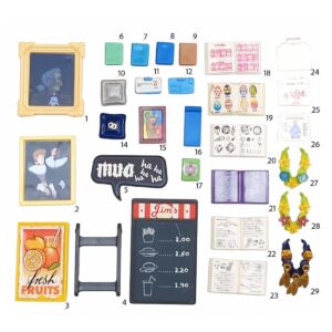 Playmobil  kerkramen, vlag, schilderij, vliegtickets, stopbord, brandoefening (kopie)