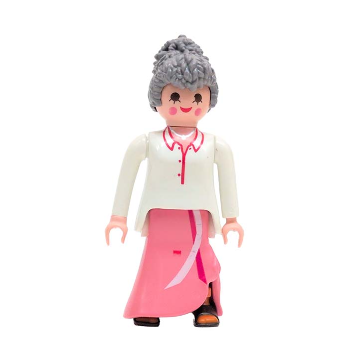 Playmobil Oma met Grijs Krulhaar en Roze Rok