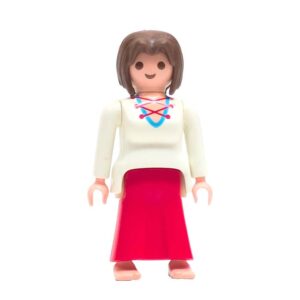 Playmobil Dame in Wit met Rood-Lint Details
