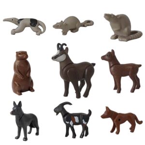 Playmobil Bosdieren – Miereneter, Rat, Steenbok, Wolf, Grote zwarte Hond, Bever zittend