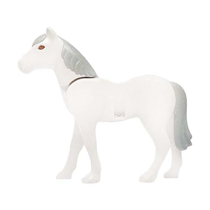Playmobil Paard (nieuwe stijl), rechtervoet naar voren (wit)