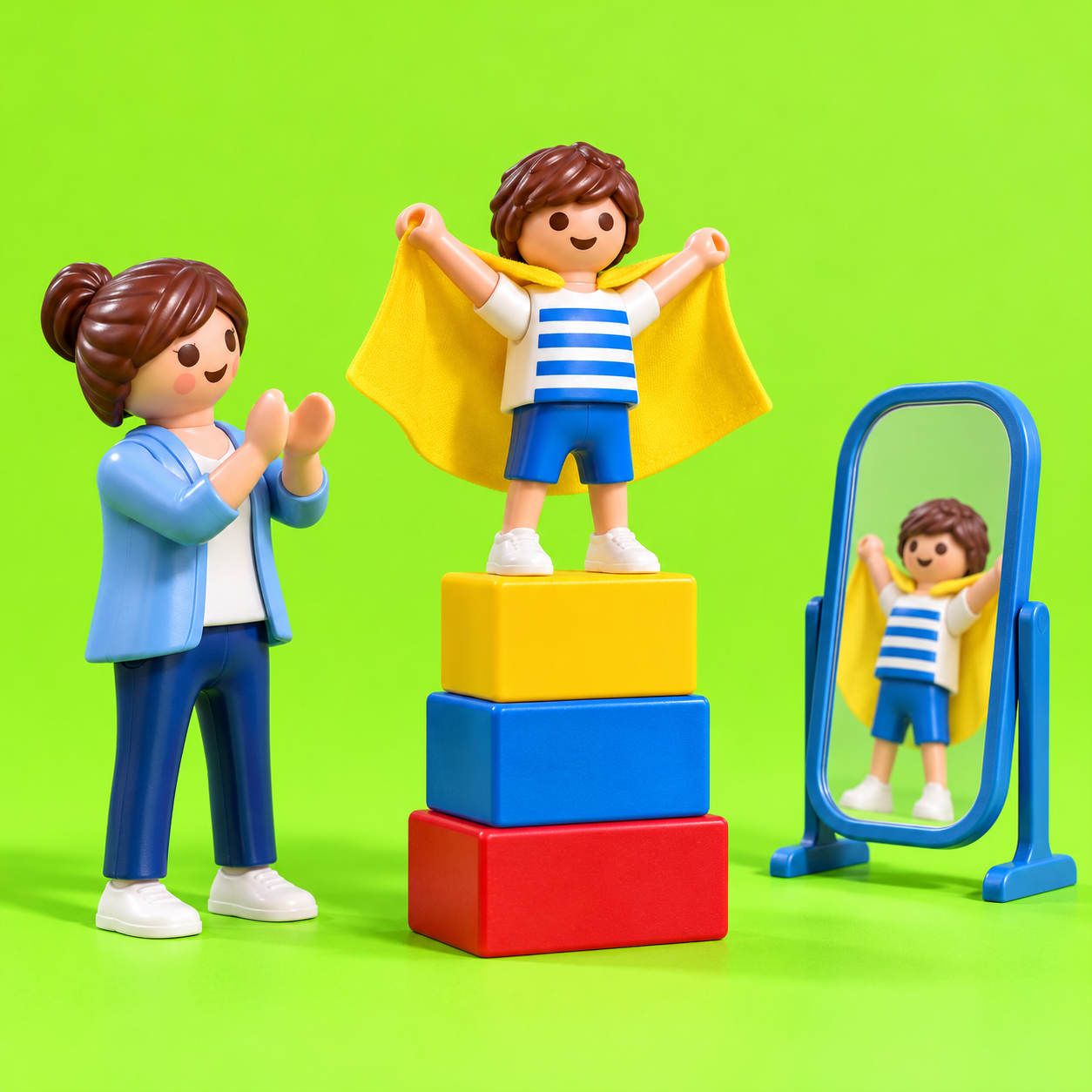 Playmobil-beeld bij coachthema Kracht & zelfvertrouwen